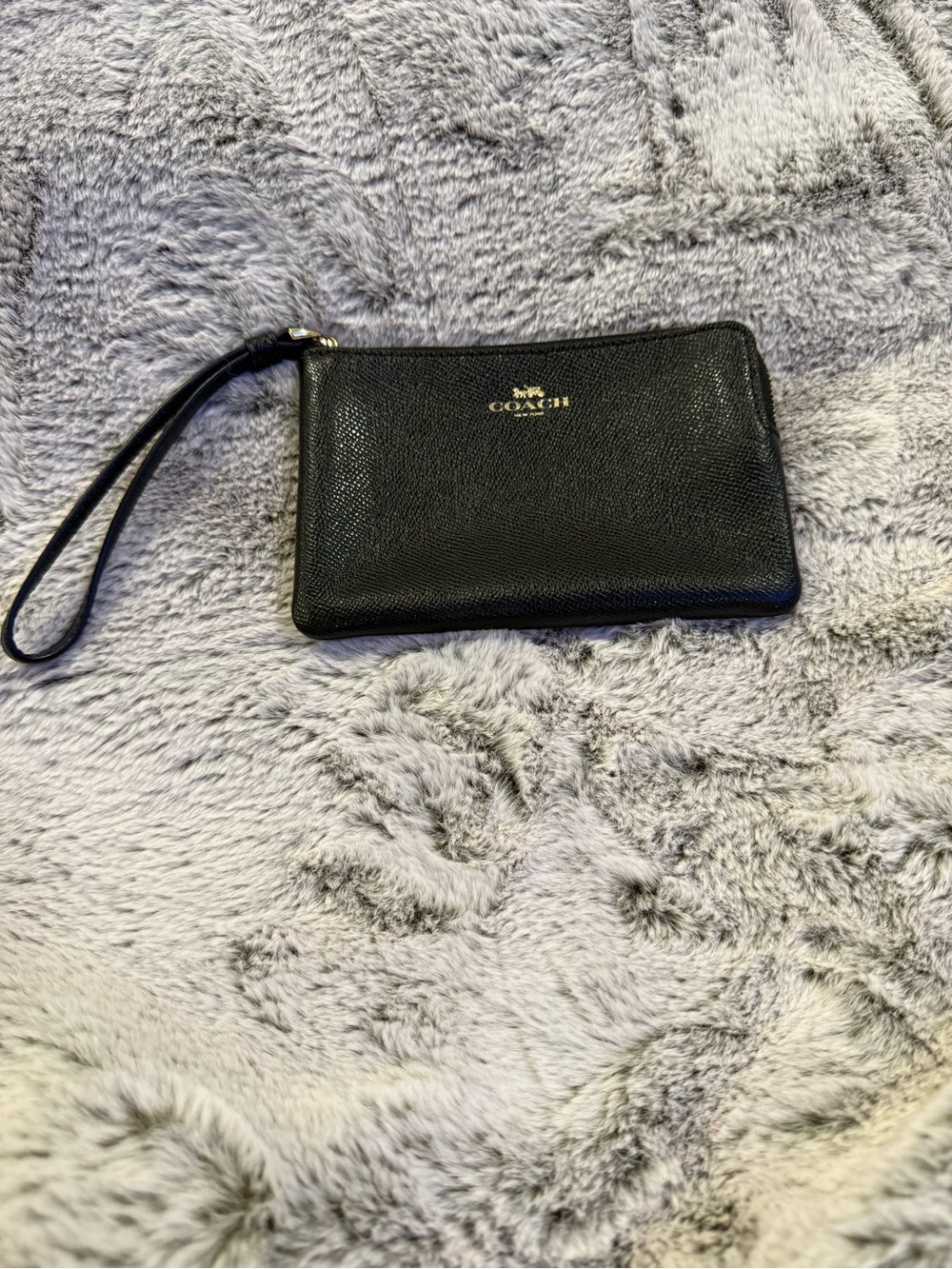 Small Coach Black Leather Wristlet Pouch
